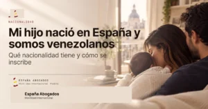 Pareja venezolana con su bebe recien nacido en su casa en Espana
