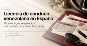 Licencia de conducir venezolana junto a una llave de coche sobre un escritorio