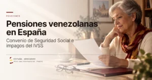 Mujer mayor leyendo una carta sobre su pension en su casa en Espana