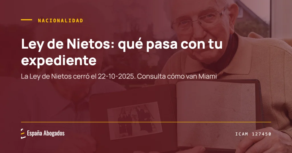 Portada de España Abogados: Ley de Nietos: qué pasa con tu expediente si lo pediste desde Estados Unidos